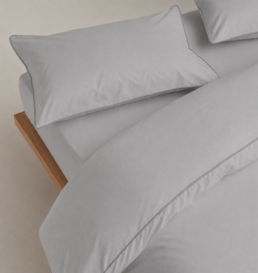 Serene Percale Duvet Cover+Piping Grey