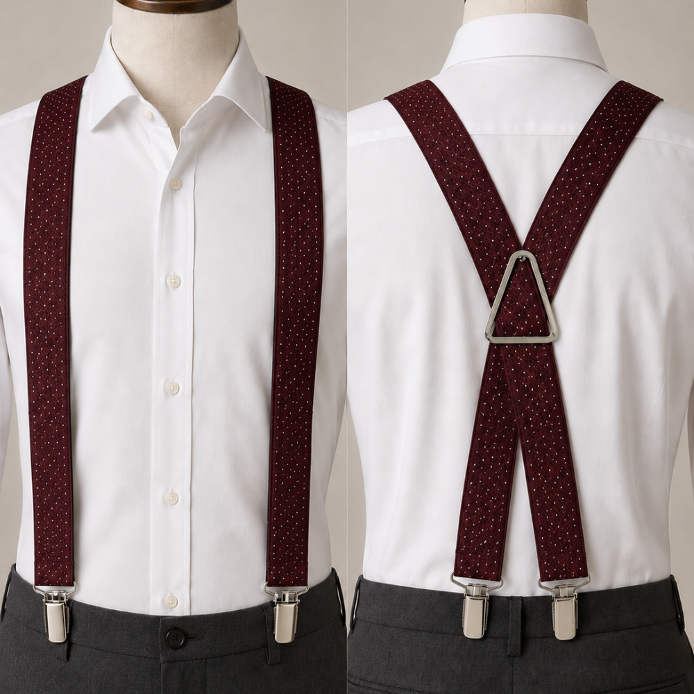 Kaytex 4 Clip Pin Dot Belt Burgundy
