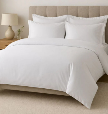 Cotton Co Twill 100% Cotton White Duvet Cover Set