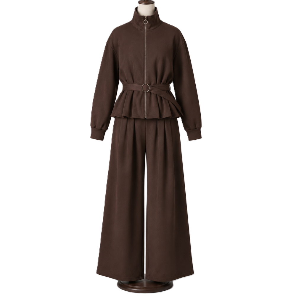 Maya Pleated Track Suit Choc