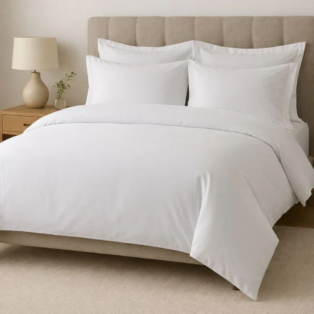 Cotton Co Twill 100% Cotton White Duvet Cover Set
