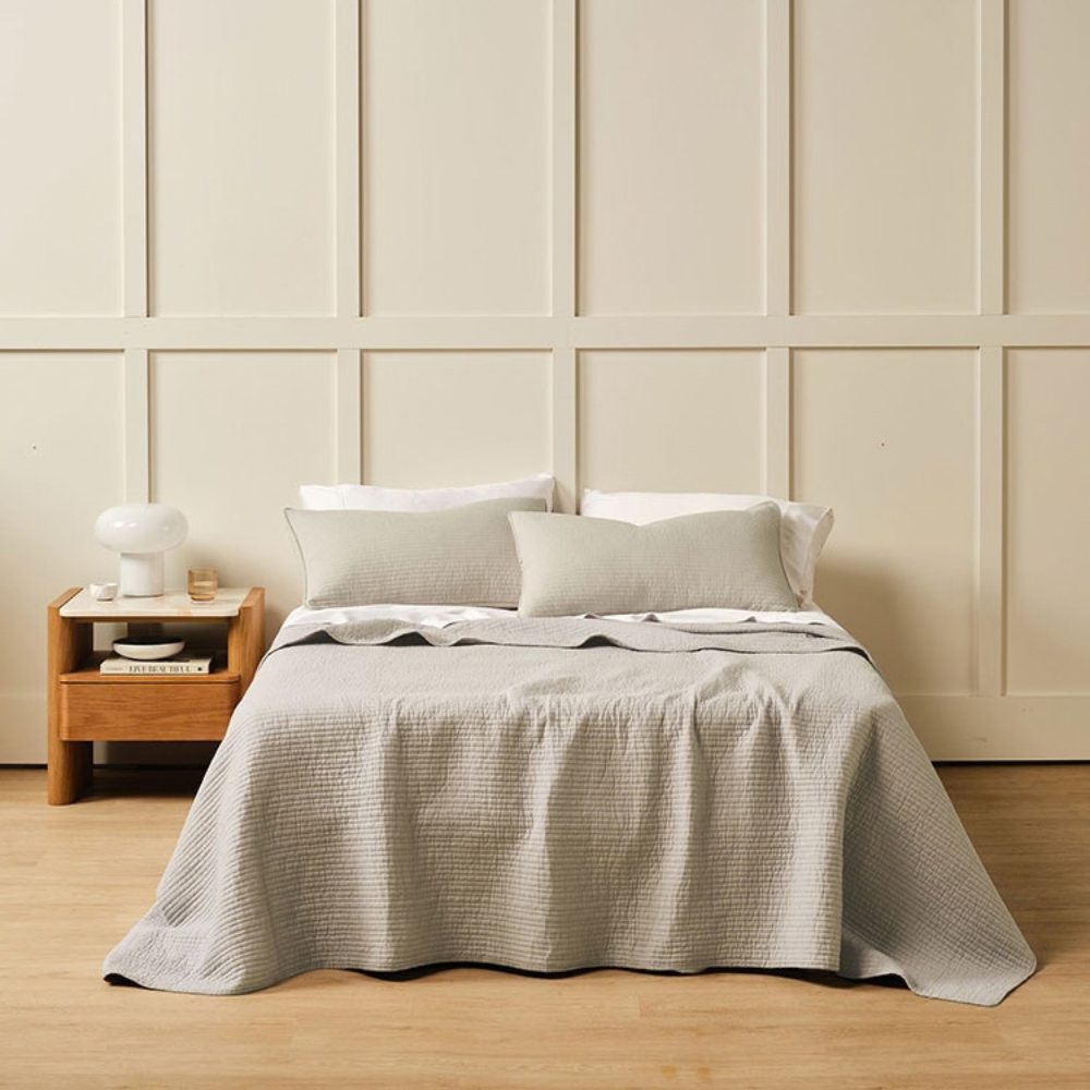 Linen House Marceau Coverlet Set Oatmeal