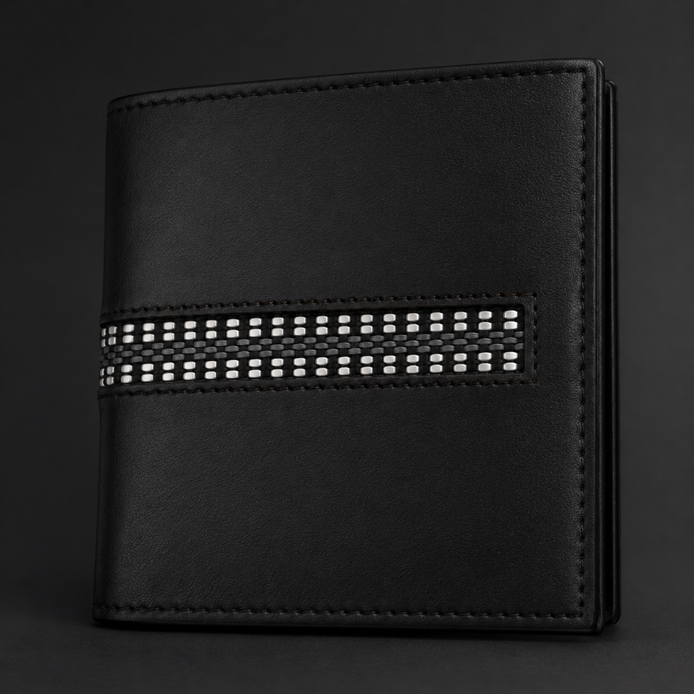 Nappa Stripe Wallet Black
