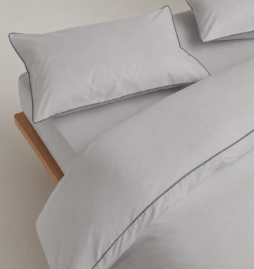 Espello Piped Duvet Cover Set Light Grey/Dark Grey