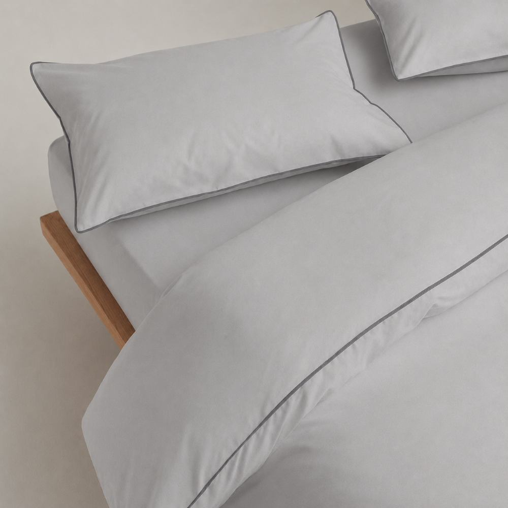 Espello Piped Duvet Cover Set Light Grey/Dark Grey