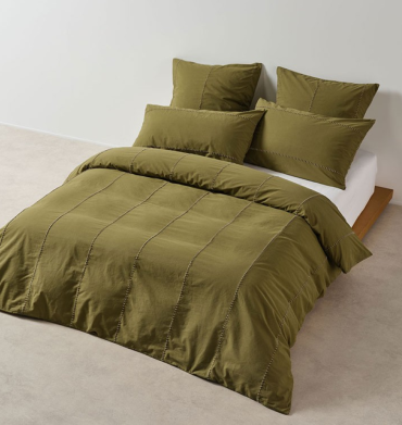 Linen House Jerome Duvet Cover Set White Olive