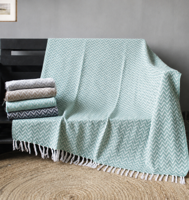 Simon Baker Aura Cotton Throw Duck-Egg