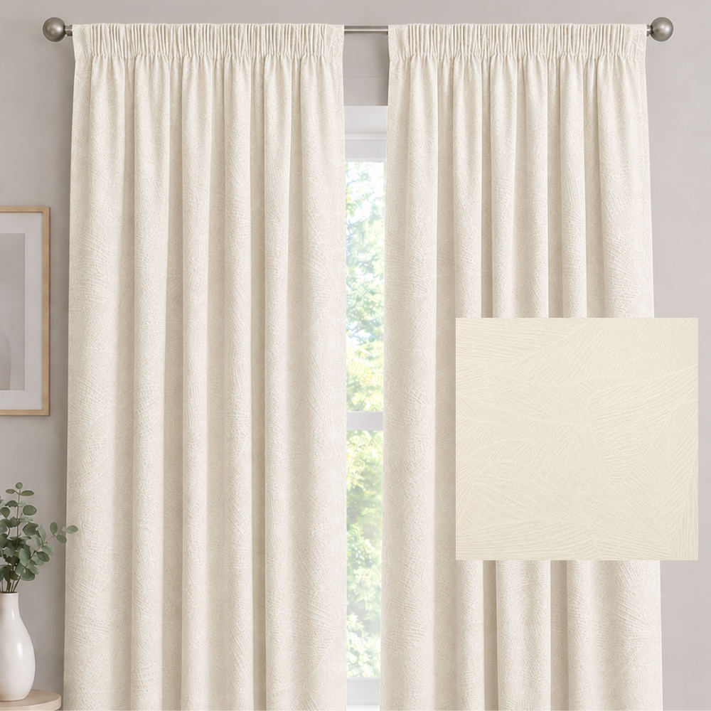 Vie De Luxe Lee Standard Taped Curtain Ivory 225X218